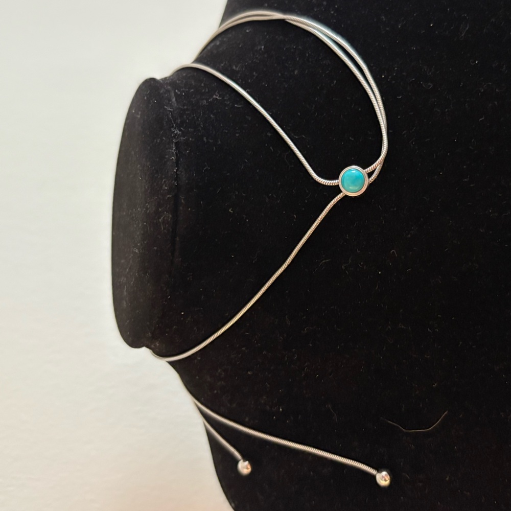 925 Sterling Silver Long Adjustable Necklace With… - image 2